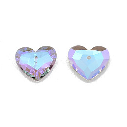 Honeyhandy Electroplate Faceted Glass Pendants, Heart, Lilac, 15x18x6mm, Hole: 1.4mm