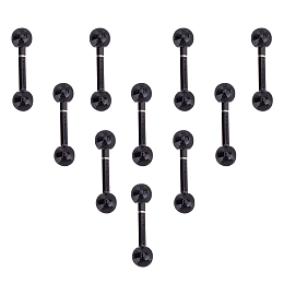 UNICRAFTALE 304 Stainless Steel Ball Stud Earrings, Barbell Cartilage Earrings, Electrophoresis Black, 13.5x3mm, Pin: 1mm, 24 pairs/box