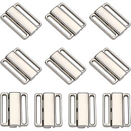 CHGCRAFT 10 Sets 3/4 Inch Metal Bra Strap Hooks Bathing Suit Replacement Clasp Bikini Halter Swimsuit Adjustment Slides for DIY Craft Bra Swimsuit, Platinum, 16.5x23.5x3.5mm