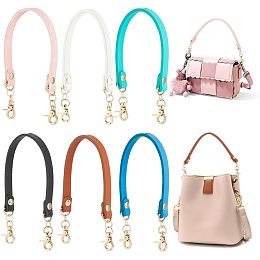 PandaHall Elite 6 Colors PU Leather Purse Handle, 12.8 Inch Short Purse Strap Replacement Handbag Handle with Light Gold Swivel Clasps for Handmade Bag Handbag Purse Tote, 6pcs