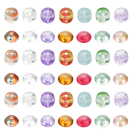 CHGCRAFT 280pcs 14 Style Transparent Glass Beads, Barrel & Abacus/Disc, Mixed Color, 7.5~8.5x4.5~6mm, Hole: 1.5~1.6mm, 20pcs/style