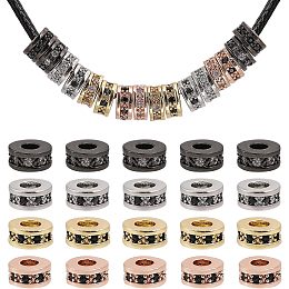 CHGCRAFT 16Pcs 8Colors Brass Spacer Beads Flat Round with Rhinestone for Necklace Bracelet Jewelry Making, Mixed Color