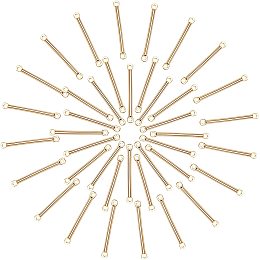 CREATCABIN 1 Box 40Pcs Bar Connectors Charms Earrings Links 18K Real Gold Plated Brass 2-Hole Stick Strip Long Vertical Rectangle Blanks Pendants for Jewelry Making Charms Bracelets Findings