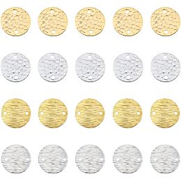 SUPERFINDINGS 40Pcs 2 Styles Disc Charms Flat Round Charms 2 Colors Brass Links Connectors Charm Stamping Charms Dangles Pendants for DIY Earrings Findings Handcraft Supplies， Hole: 1.2~1.6mm