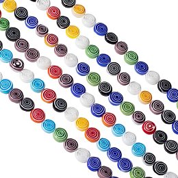 Pandahall Elite 10 Strands 10mm Millefiori Lampwork Glass Beads Screw Thread Flat Round Flower Spacer Bead for Jewelry Making 14.5" (380pcs)