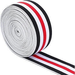 NBEADS 5 Yards×1.57 Inch Striped Elastic Band, Elastic Sewing Bands Black White Red Striped Bands Colorful Webbing Elastic for Sewing Waistbands Pants Costumes DIY Projects