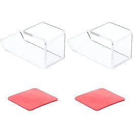 SUPERFINDINGS 2pcs 105x46x54mm Acrylic Headphone Holder Sets with 4pcs Square Double Sided Adhesive Tape Clear Headset Holder Wall Mount Headset Hanger Mount Stand for Headphones