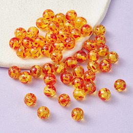 Honeyhandy Resin Imitation Amber Beads, Round, Gold, 8mm, Hole: 2mm