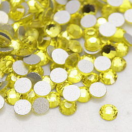 Honeyhandy Glass Flat Back Rhinestone, Grade A, Back Plated, Faceted, Half Round, Citrine, 3.8~4mm, about 1440pcs/bag