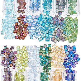 NBEADS 960 Pcs 12 Colors Seed Beads Cube Beads, Square Hole Glass Seed Beads Spacer, Cube Mini Beads Japanese Glass Beadsfor Bracelet Necklace Earring Jewelry Making