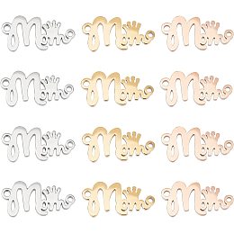 DICOSMETIC 12Pcs 3 Colors Stainless Steel Word Mom and Crown Pendants Hypoallergenic Charms Love Pendant for Jewelry Bracelet Necklace Making