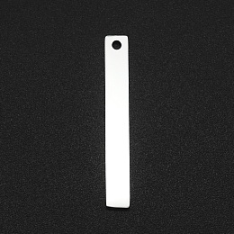 Honeyhandy 201 Stainless Steel Pendants, Laser Cut, Bar/Rectangle, Stainless Steel Color, 30x4x1mm, Hole: 1.6mm