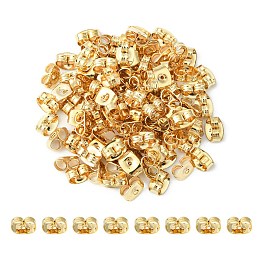 Honeyhandy 304 Stainless Steel Ear Nuts, Friction Ear Nuts for Post Earrings, Real 18K Gold Plated, 6x4.5x3mm, Hole: 0.8~1mm