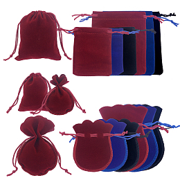 NBEADS 48 Pcs 12 Styles Velvet Drawstring Pouches, Mixed Colors Gourd Velvet Jewelry Bags and Rectangle Velvet Jewelry Bags for Wedding Birthdays Christmas Gift Jewelry Packing