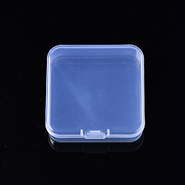 Honeyhandy Square Polypropylene(PP) Bead Storage Containers, with Hinged Lid, for Jewelry Small Accessories, Clear, 6.5x6.5x1.9cm, compartment: 62x62mm