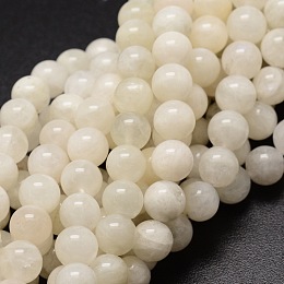 Honeyhandy Natural White Moonstone Round Beads Strands, 5~6mm, Hole: 1mm, about 62pcs/strand, 15.7 inch