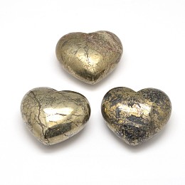 Honeyhandy Natural Pyrite Home Display Decorations, Heart, 40x45x23mm