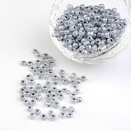 Honeyhandy DIY Craft Beads 6/0 Ceylon Round Glass Seed Beads, Dark Gray, Size: about 4mm in diameter, hole:1.5mm, about 495pcs/50g