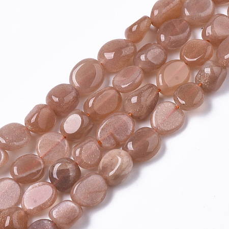 Arricraft Natural Sunstone Beads Strands, Tumbled Stone, Nuggets, 7~10x7~10x3~8mm, Hole: 1mm, about 42~46pcs/strand, 15.75 inches(40cm)