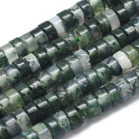 Arricraft Natural Moss Agate Beads Strand, Disc, Heishi Beads, 4x2mm, Hole: 0.7mm, about 167pcs/strand, 15.35 inches(39cm)