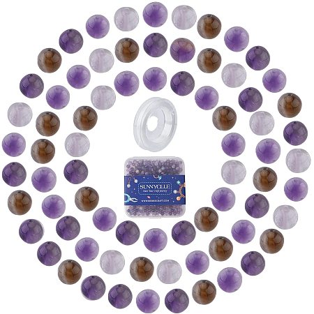 SUNNYCLUE DIY Stretch Bracelets Making Kits, include Natural Amethyst Round Beads, Elastic Crystal Thread, Beads: 4~4.5mm, Hole: 0.8~1mm; 400pcs/box