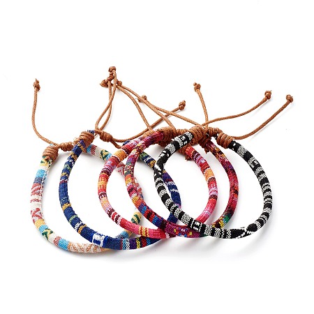 Honeyhandy Ethnic Cord Anklet for Girl Women, Adjustable Cloth Rope Anklet, Mixed Color, Inner Diameter: 2.95~3.74 inch(75~95mm)