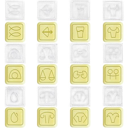 Pandahall Elite Handmade Soap Stamp 12 Pack Mini Clear Acrylic Square Soap Making Chapter Custom Stamps with Twelve Constellations, 2.3x2.3cm