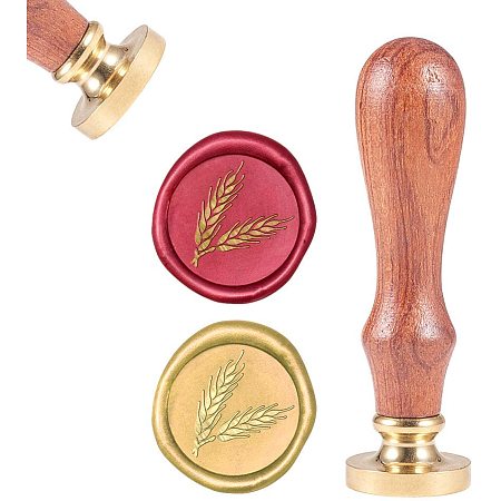 CRASPIRE Wax Seal Stamp Wheat, Wax Sealing Stamps Vintage Wax Seal Stamp Retro Wood Stamp Removable Brass Seal Wood Handle for Wedding Invitations Embellishment Bottle Decoration Gift Packing