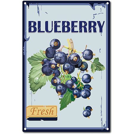 CREATCABIN Fresh Blueberry Tin Sign Vintage Metal Tin Sign Retro Iron Poster Painting for Home Bar Cafe Kitchen Restaurant Wall Decor, 8 x 12 Inch