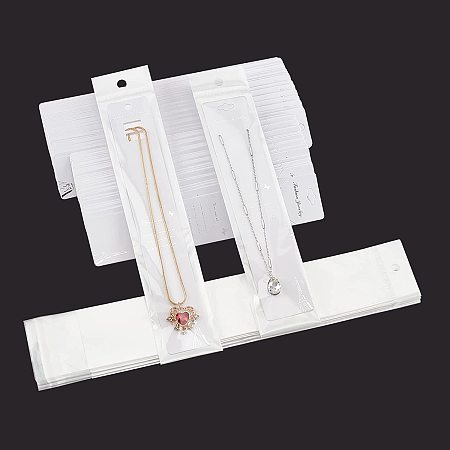 PandaHall Elite 100 Pack Necklace Display Kit Paper Necklace Cards 2 Styles Necklace Display Cards Dainty Pendant Holder Cards with Clear Bags for Choker Necklace Jewelry Display Packaging Selling