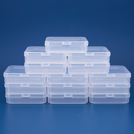 BENECREAT 14 Pack Square Clear Plastic Bead Storage Containers Box Drawer Organizers with lid for Items, Earplugs, Pills, Tiny Bead, Jewelry Findings - 2.83x2.83x0.67 Inches