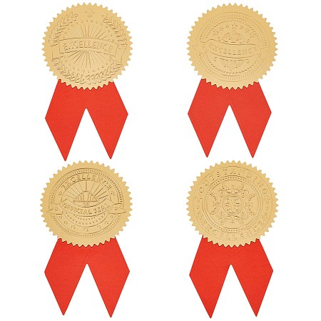 CRASPIRE Self Adhesive Gold Foil Embossed Stickers, Medal Decoration Sticker, Mixed Color, 22x6x0.05cm