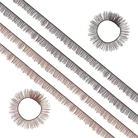 GORGECRAFT 2 Colors 40 Strands Doll Eyelashes Strips Bottom Lashes Cosplay Dolls Eye Make Up Accessory Reusable 3D Fake Eyelashes for Crafts Doll Accessory
