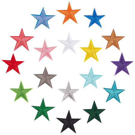 Gorgecraft 90Pcs 18 Colors Computerized Embroidery Cloth Iron on/Sew on Patches, Applique DIY Costume Accessory, Star, Mixed Color, 3x3cm, 5pcs/color