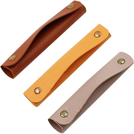 GORGECRAFT 3 Colors Purse Handle Cover Wraps Brown Yellow Wallet Leather Handle Protector Strap Covers for Handbags Craft Strap Making Supplies
