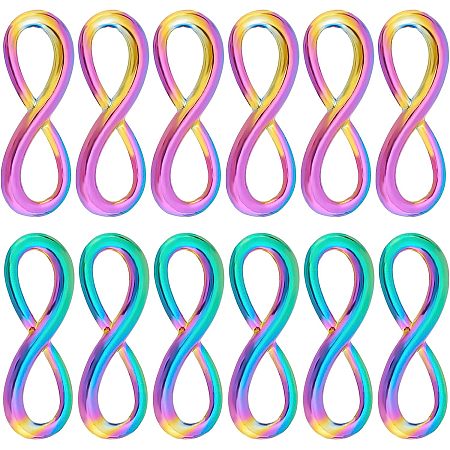 NBEADS 30 Pcs Infinity Link Connector, Infinity Symbol Connectors Link Charms Pendants Alloy Connector Charms for Bracelets Necklace Jewelry Making or DIY Crafts, Rainbow Color
