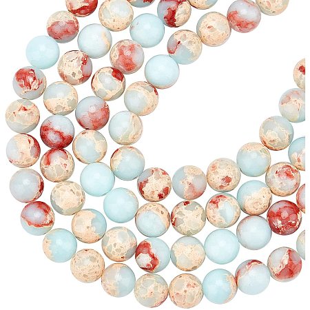 Arricraft 100 Pcs Stone Beads 8mm, Pale Turquoise Synthetic Imperial Jasper Round Beads, Gemstone Loose Beads for Bracelet Necklace Jewelry Making (Hole: 1mm)