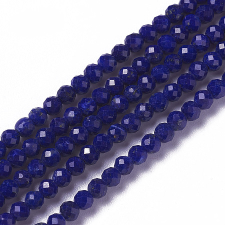 Honeyhandy Natural Lapis Lazuli Beads Strands, Faceted, Rondelle, Grade AAA, 3x2.5~3mm, Hole: 0.2mm, about 117pcs/strand, 12.5~12.7 inch(31.8~32.3cm)