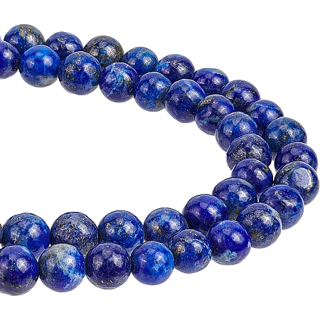 NBEADS About 154 Pcs Natural Lapis Lazuli Loose Beads, 5mm Natural Stone Beads Round Gemstone Bead Charms for Necklace Bracelet Jewelry Making, 2 Strands, 77pcs/Strand, Hole: 0.6mm