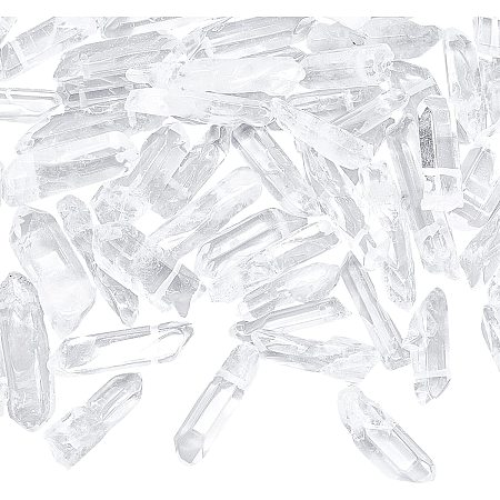 OLYCRAFT 15.3~15.7 inch Crystal Quartz Points Beads Clear Rock Quartz Crystal Points Natural Quartz Crystal Beads Transparent Crystal Points Loose Bead Natural Quartz Crystal Point for Jewelry Making