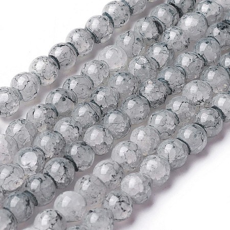 Honeyhandy Spray Painted Glass Beads Strands, Round, Light Grey, 8~8.5mm, Hole: 1.5mm, about 100pcs/strand, 31.1 inch(79cm)