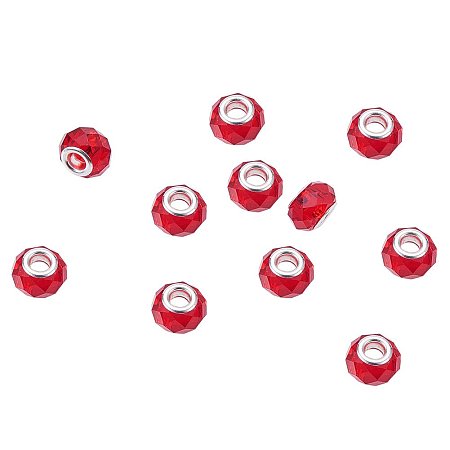 NBEADS 100Pcs Crystal Glass Charms, Faceted Lampwork Beads Large Hole European Charms Beads fit Bracelet Jewelry Making