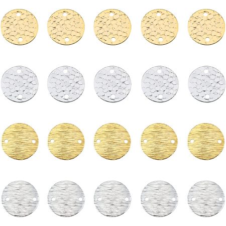 SUPERFINDINGS 40Pcs 2 Styles Disc Charms Flat Round Charms 2 Colors Brass Links Connectors Charm Stamping Charms Dangles Pendants for DIY Earrings Findings Handcraft Supplies， Hole: 1.2~1.6mm