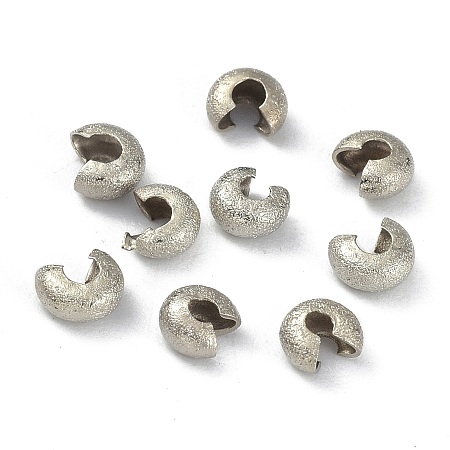ARRICRAFT Brass Crimp Beads Covers, Platinum, 4x2mm, Hole: 1.2mm