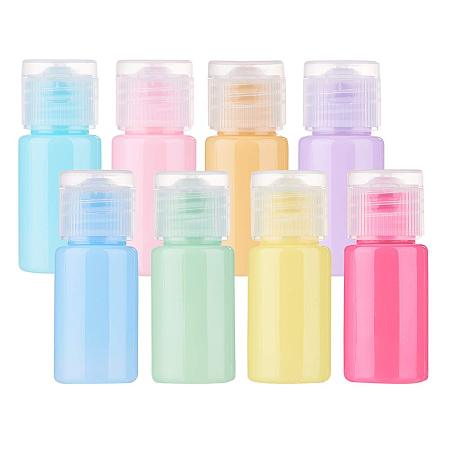 BENECREAT 24 Pack 10ml Macaron Color PET Refillable Plastic Cosmetic Bottle with Flip Caps for Lotion, Emulsion and Essential Oils - Mixed Color