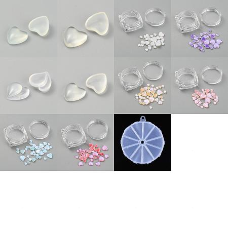 Olycraft 10 Style Light Sensation Resin Cabochons, Nail Art Decoration Accessories, Heart, Mixed Color, 3.5~7.5x4~7.5x1.5~3mm