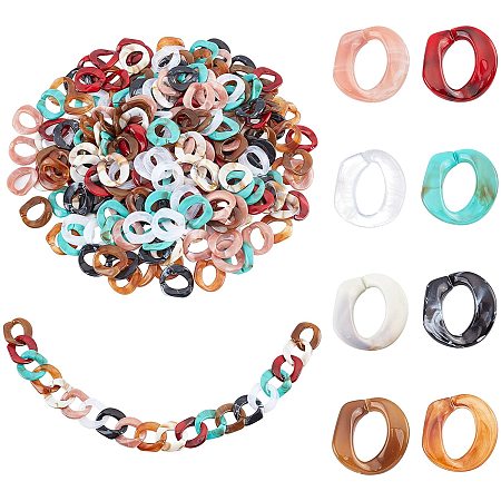 PandaHall Elite Acrylic Linking Rings, 240pcs 8 Colors Quick Link Connectors 30mm Colorful Round Open Linking Rings for DIY Purse Bag Eyeglass Chain Pocket Chain Jean Chain DIY Craft Making