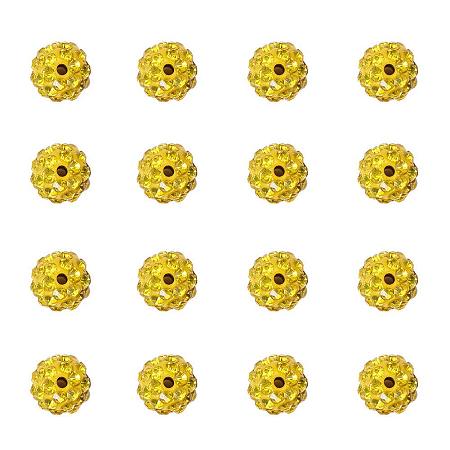 ARRICRAFT 50 Pcs 6mm Disco Ball Clay Beads Pave Rhinestones Spacer Round Beads fit Shamballa Bracelet and Necklace Yellow