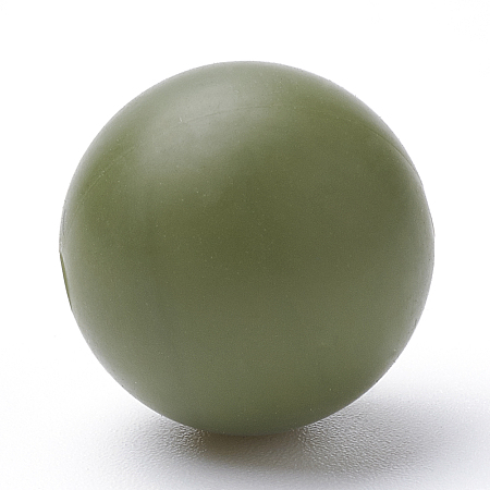 Honeyhandy Food Grade Eco-Friendly Silicone Beads, Round, Dark Olive Green, 12mm, Hole: 2mm