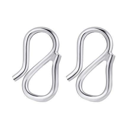 BENECREAT 4 PCS 925 Sterling Silver S-Hook Clasps Necklace Clasp Jewelry Findings for DIY Jewelry Making